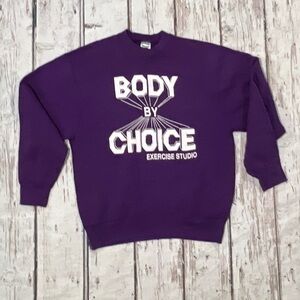 Vintage 80s Body By Choice Exercise Studio Purple Crewneck Pullover Sweatshirt